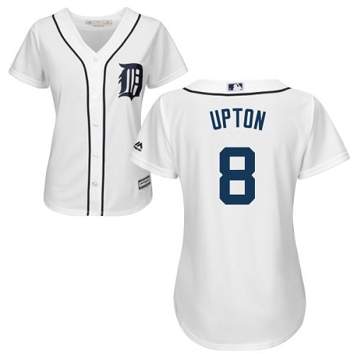 Tigers #8 Justin Upton White Home Women's Stitched MLB Jersey